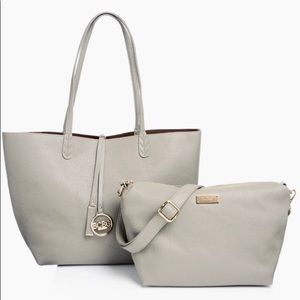 BCBG Reversible Faux Leather Tote Bag Set